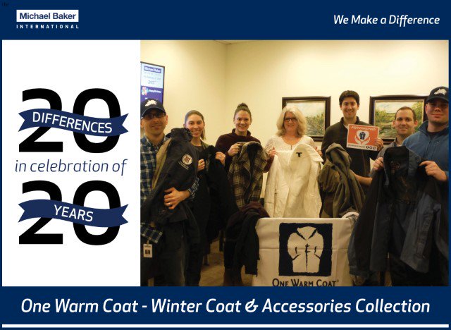 MBakerIntl's tweet photo. Our #Philly team continues their #20Differences initiative by collecting &amp; donating 30 coats for @OneWarmCoat and those in need. https://t.co/ou2mDlFvoG