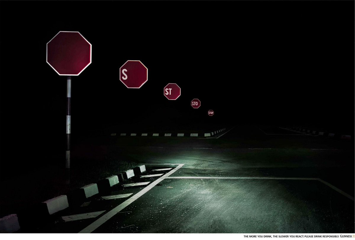 FarenAgency's tweet photo. Great ad for #GUİNNESS. "The more you drink, the slower you react. Please drink responsibly" https://t.co/iFd6HXwf78