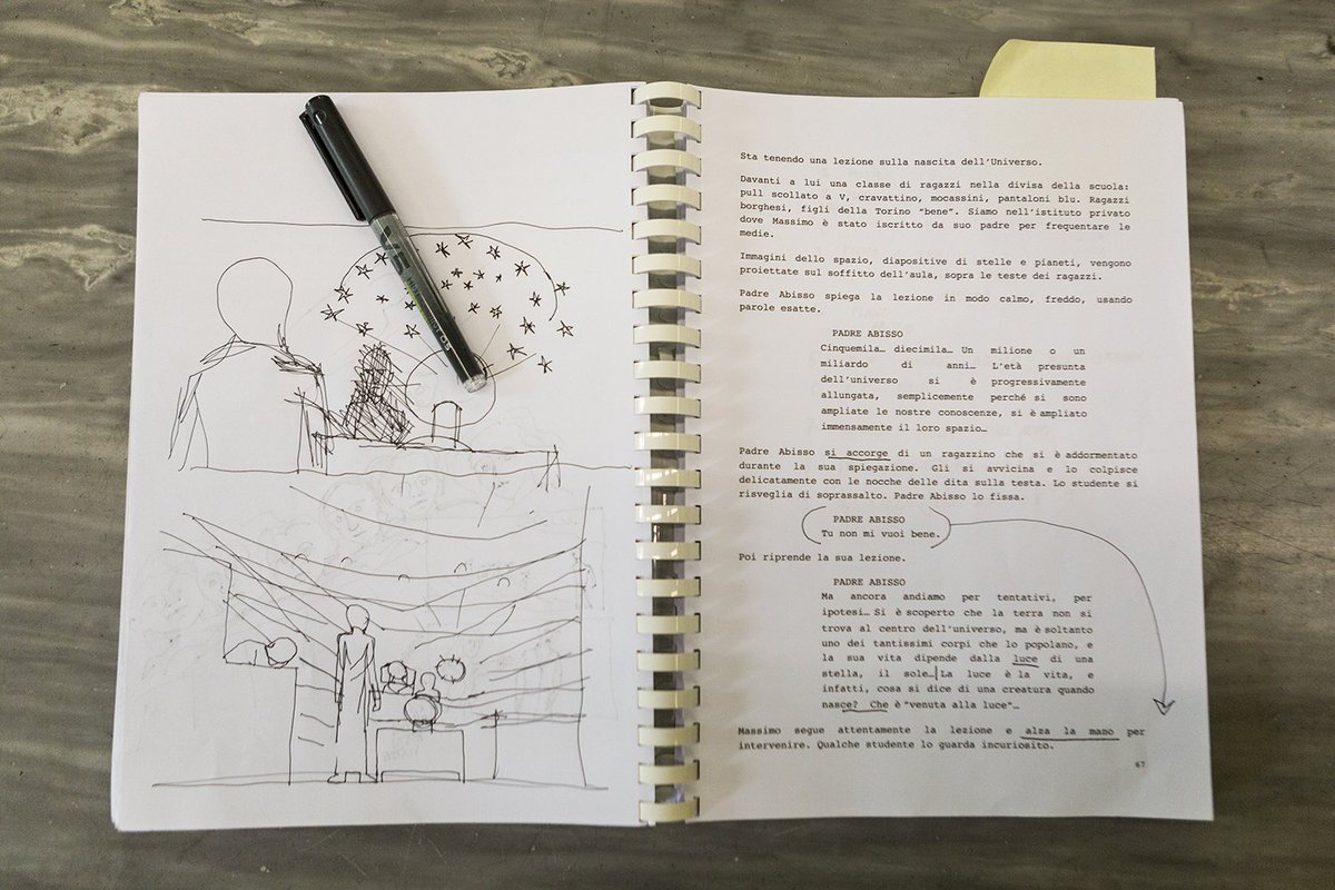 KavacFilm's tweet image. Schizzi, bozzetti, sceneggiatura, l'officina creativa del cinema di #MarcoBellocchio candidato #MigliorRegista ai #David2017 #FaiBeiSogni