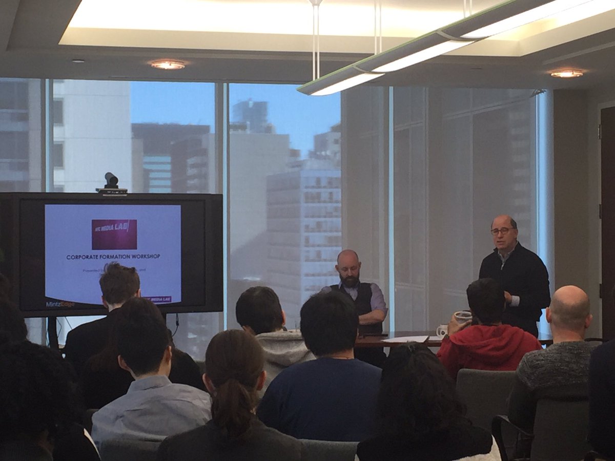 Great way to start the morning w/a workshop on company formation at the <a href="/MintzLevin/">Scott Marra</a> NY offices with <a href="/nycmedialab/">NYC Media Lab</a> &amp; <a href="/sameffron/">Samuel Effron</a>. <a href="/MintzEdge/">MintzEdge</a>