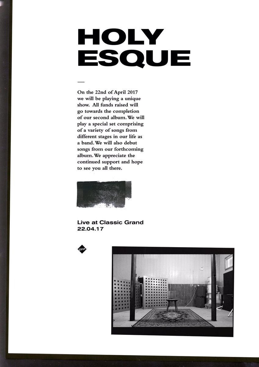 HOLYESQUE's tweet photo. Tickets available for this very special show via @dicefm with no booking fees! Hopefully see you there! #HolyEsque https://t.co/B95azHcYgz