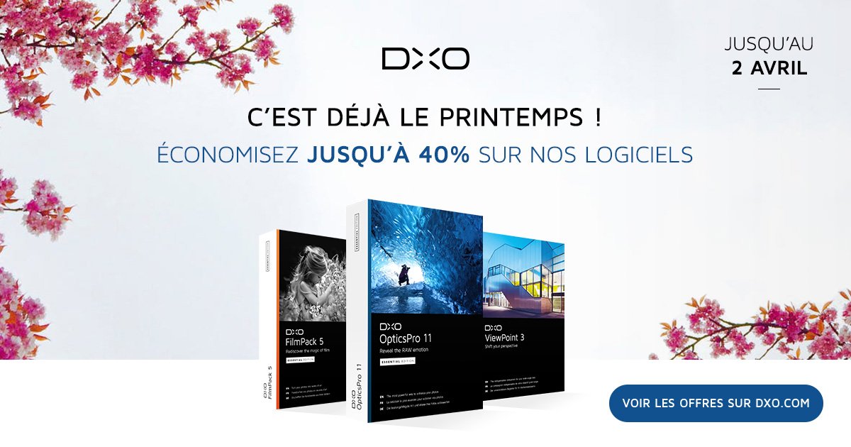 DxOLabs's tweet photo. C'est déjà le printemps: jusqu’à -40% sur tous les logiciels @DxOLabs ! Profitez-en sur https://t.co/b8iJdS0CwK jusqu'au 2 avril #OpticsPro https://t.co/SKxavkl04X