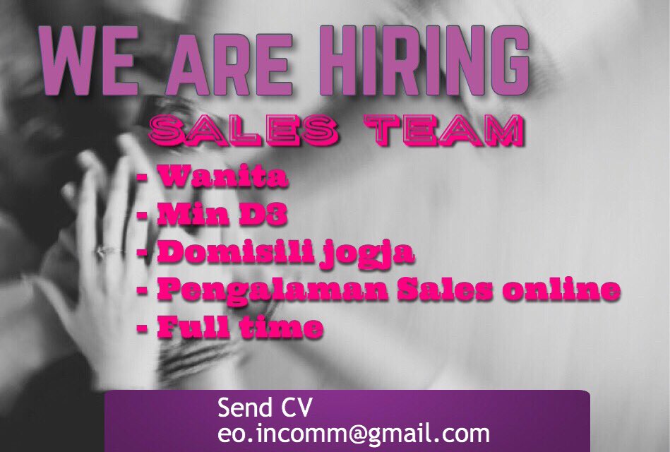 incommevent's tweet photo. @jogjainfo Incomm EO : Wanita | D3 | domisili Jogja | pengalaman sales online | full time | gaji &amp; bonus menarik https://t.co/NW9wU2Q1Js