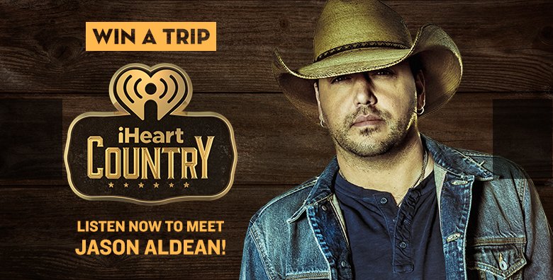 iHeartCountry's tweet image. Listen to #iHeartCountry on @iHeartRadio now to win Flights, Hotel, and VIP tickets to meet @jasonaldean! bit.ly/iHeartJason