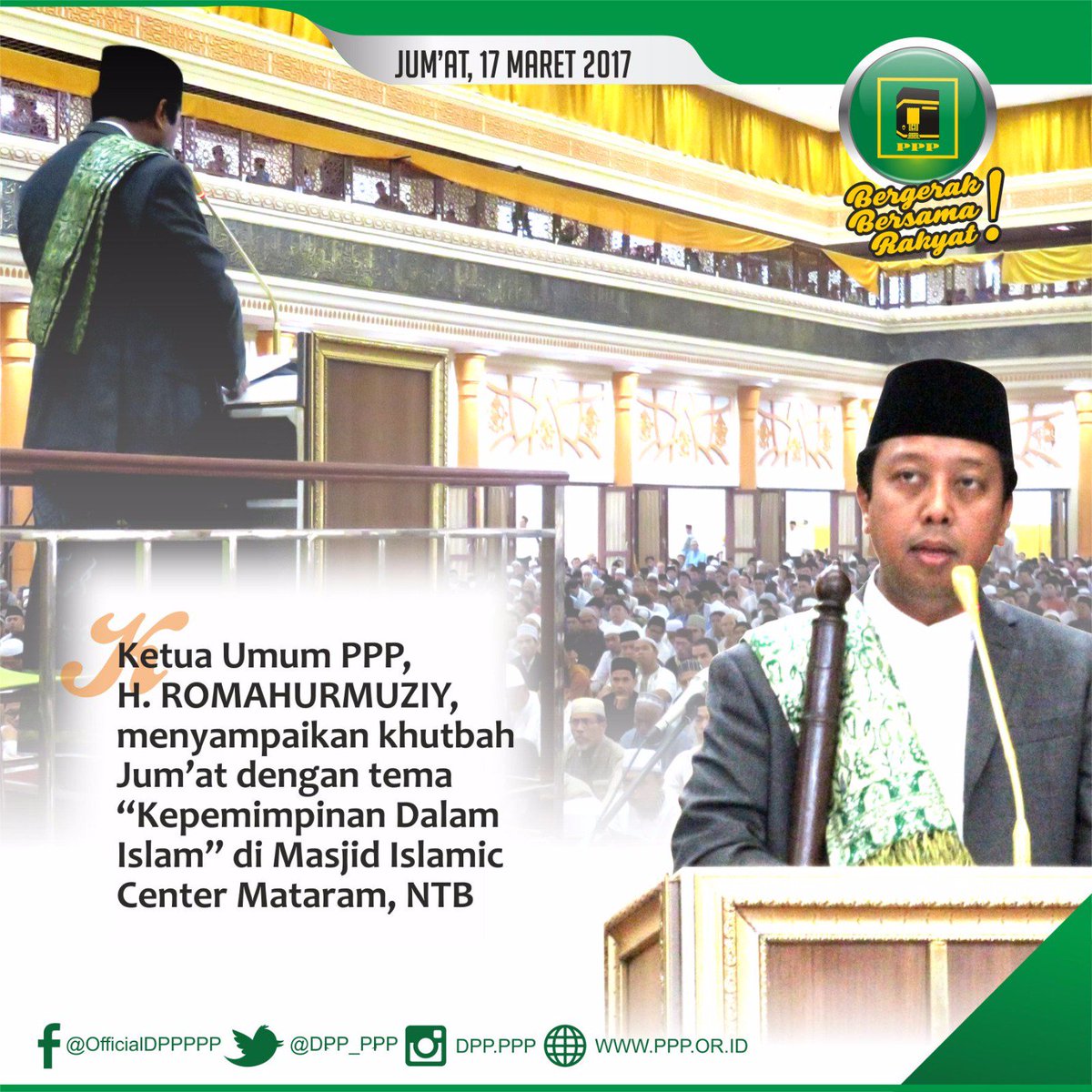 Ketum <a href="/DPP_PPP/">DPP PPP</a> @MRomahurmuziy Menyampaikan Khutbah Jumat di Masjid Islamic Center Mataram
#PPPBergerak #Romahurmuziy