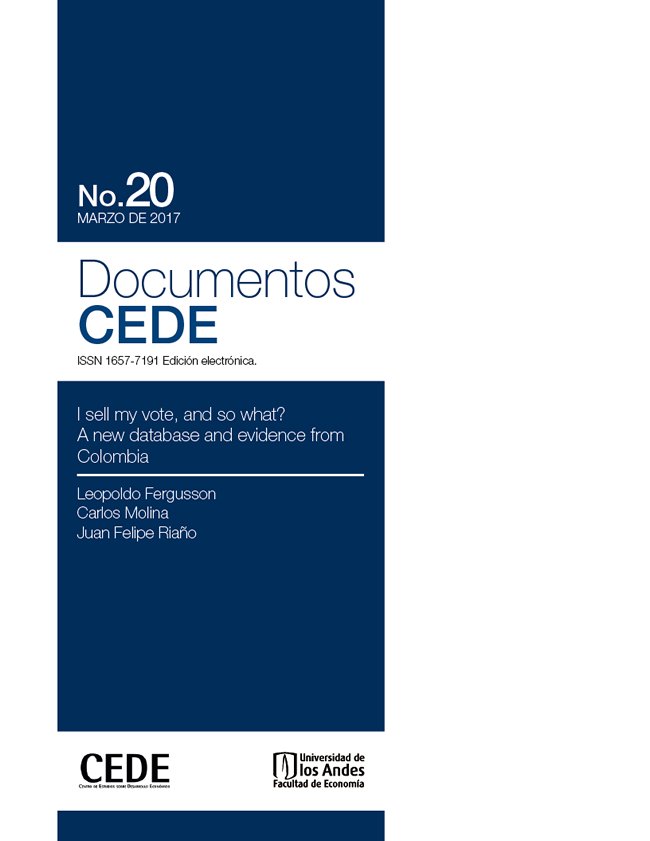 #DocumentoCEDE No.20: I sell my vote, and so what? A new database and evidence from Colombia goo.gl/KS3Mzt