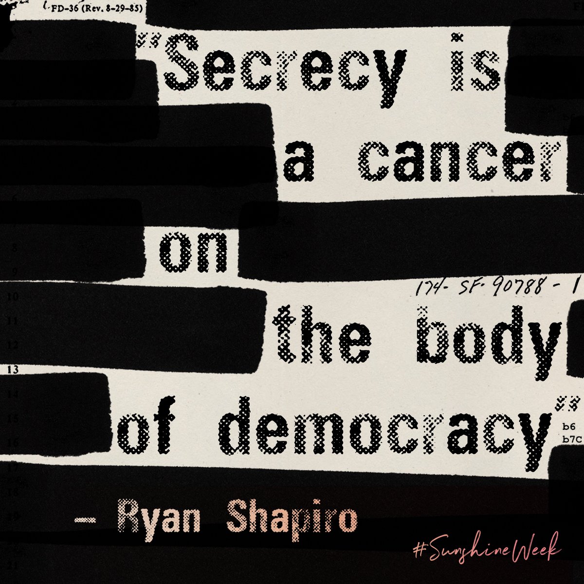 sparrowmedia's tweet photo. "Secrecy is a cancer on the body of democracy" —@_rshapiro, #SunshineWeek
Help #Op45 make Trump admin transparent! https://t.co/W0zwgfUb8q https://t.co/hV8q0hs3hZ