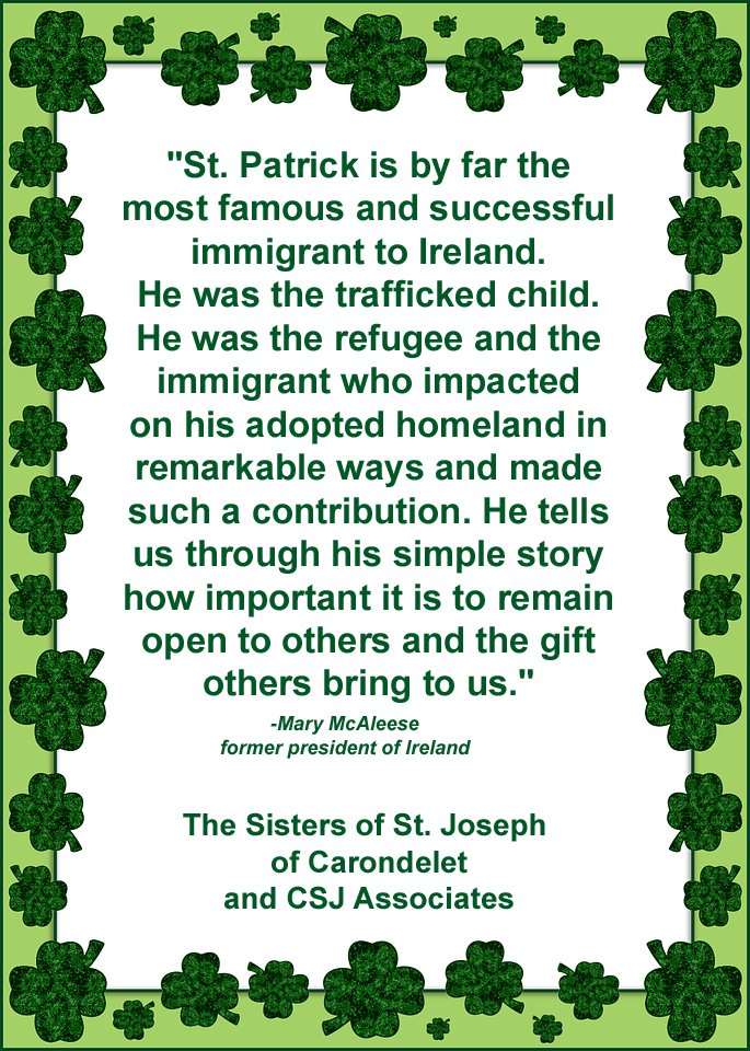 csjalbany's tweet photo. Happy #StPatricksDay to all! #catholicsisters #CSJCharism #refugeeswelcome #nomuslimban https://t.co/4EXC3GVE29