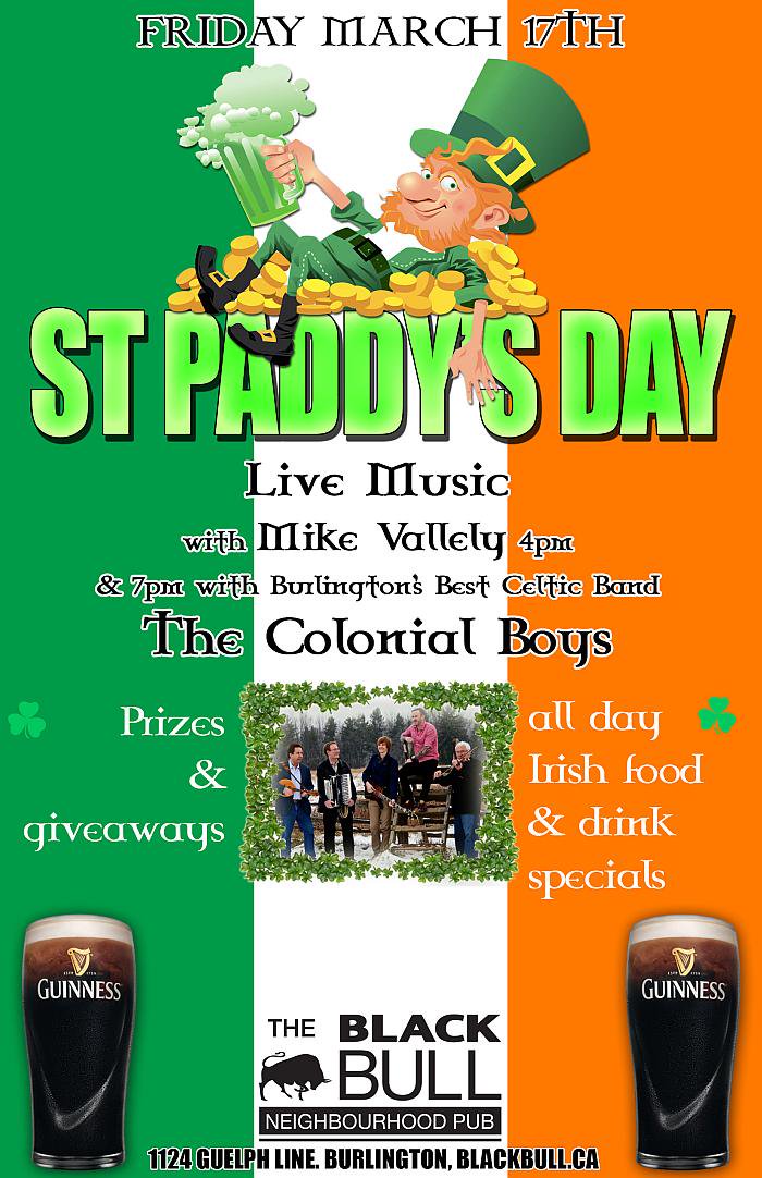 Party starts today <a href="/TheBlackBull3/">The Black Bull Neighborhood Pub</a> and get home with <a href="/DrvrstBurlingON/">DriverseatBurlington</a> . Free swag and Irish dancers at 8pm. #StPatricksDay <a href="/cob_life/">C.O.B. Life</a>