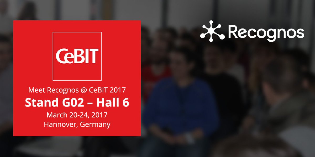 Recognos's tweet photo. Stop next week and say hi! We will be at @cebit from 20 to 24th of March. https://t.co/BAOzq4Wbkg