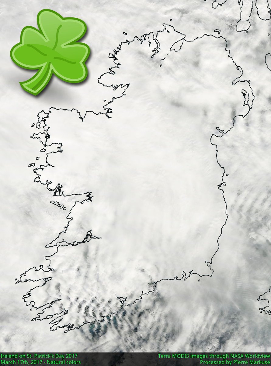 Ireland today on St. Patricks Day as seen by the MODIS instrument aboard the Terra satellite