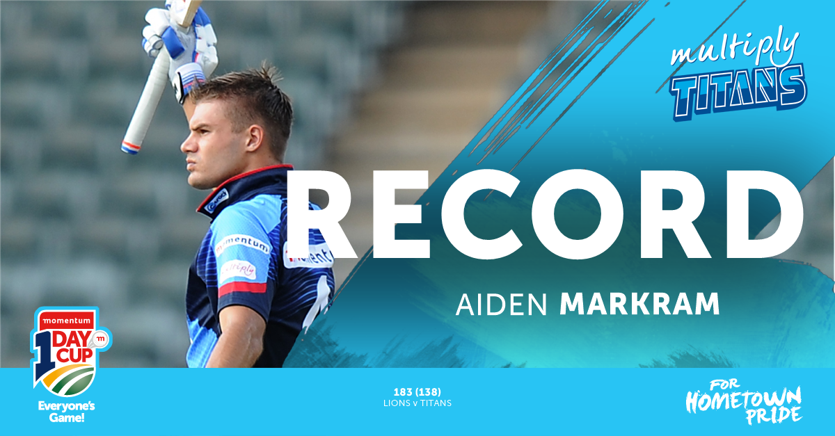 ProteasMenCSA's tweet photo. What an innings by Aiden Markram. The highest individual score in domestic one-day cricket history #MODC https://t.co/dpWHEKggaO