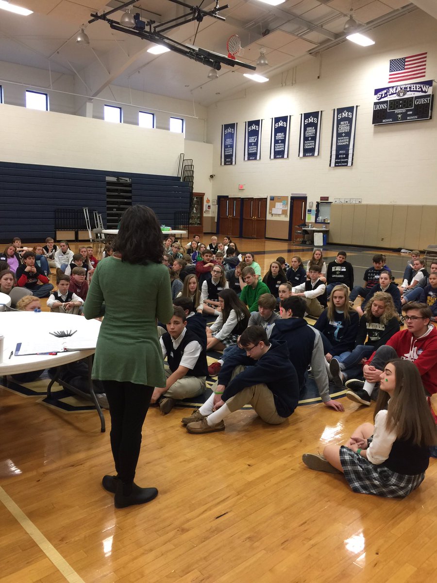 St Matthew 7th and 8th graders at the refugee simulation. #smslions