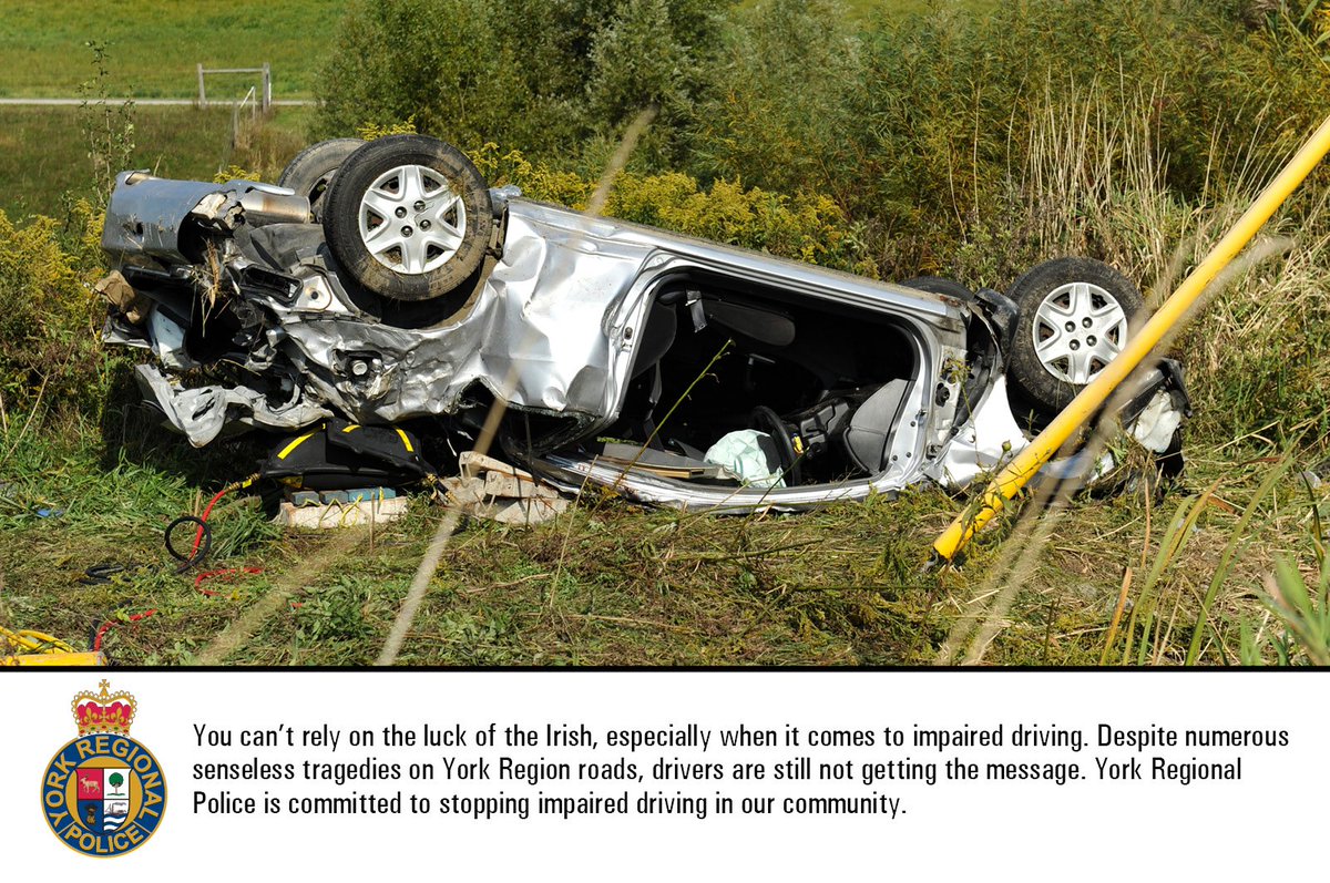 YRP's tweet photo. This driver doesn’t look lucky to us. While you’re lining up drinks, make sure you line up a ride home this #StPatricksDay #WereNotGivingUp https://t.co/ZOGhOArD8L