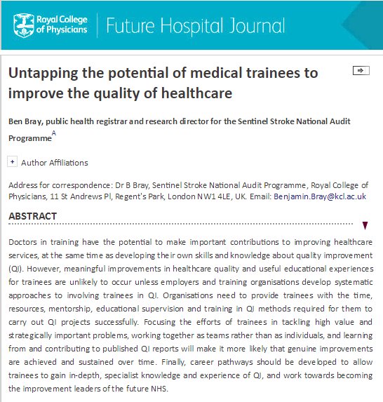 HelenBevan's tweet photo. Realising the potential of trainee clinicians as a phenomenal force for healthcare quality https://t.co/e1UF5denjV Via @benthebray @vauxemma https://t.co/xd60vh0anP