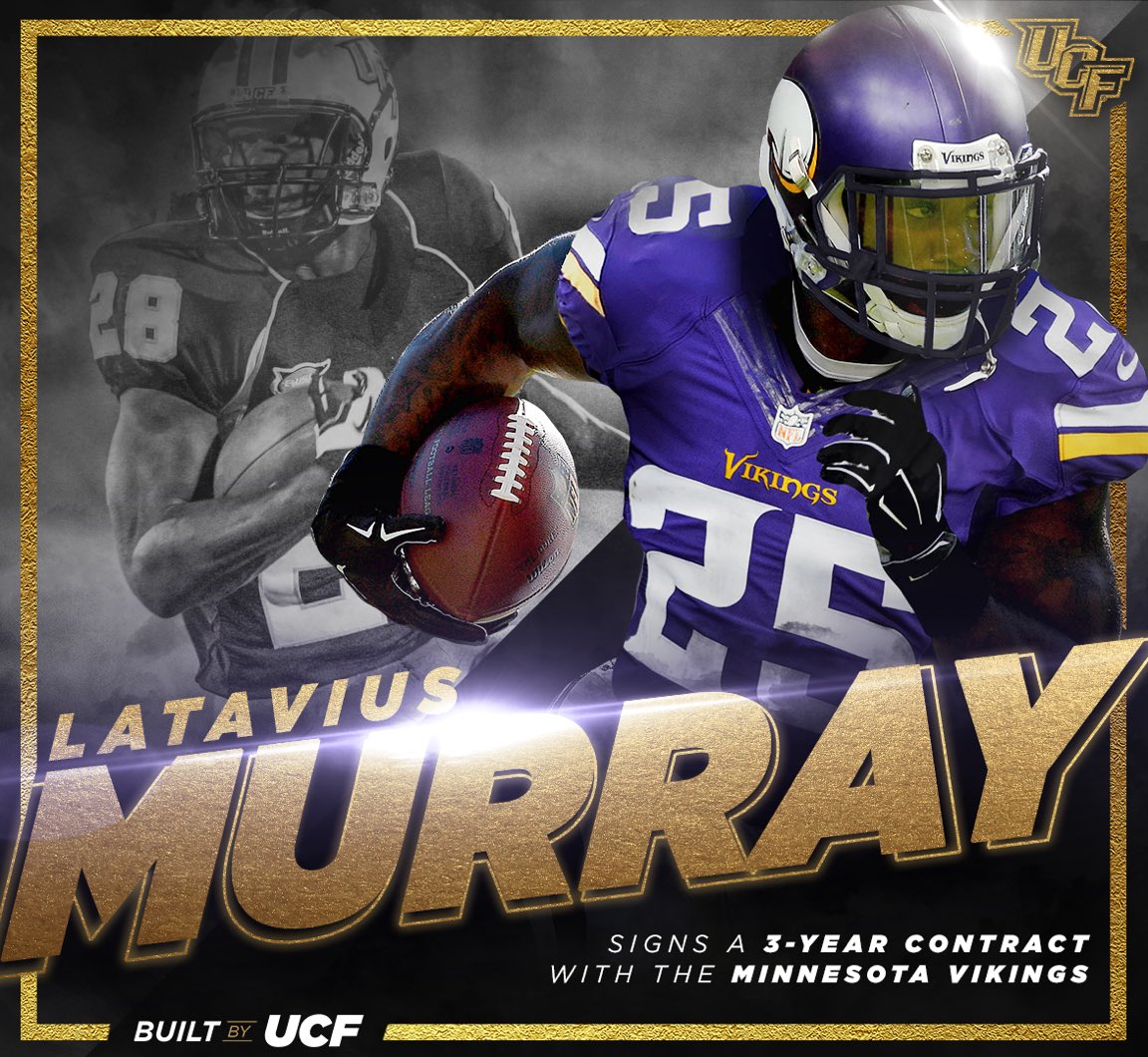UCF_Football's tweet photo. Lookout, NFC North. The Tay 🚂 is headed your way!

Congrats to our guy @LataviusM on ✍🏽 with the @Vikings!

#BuiltByUCF https://t.co/HfCDZuk7gv