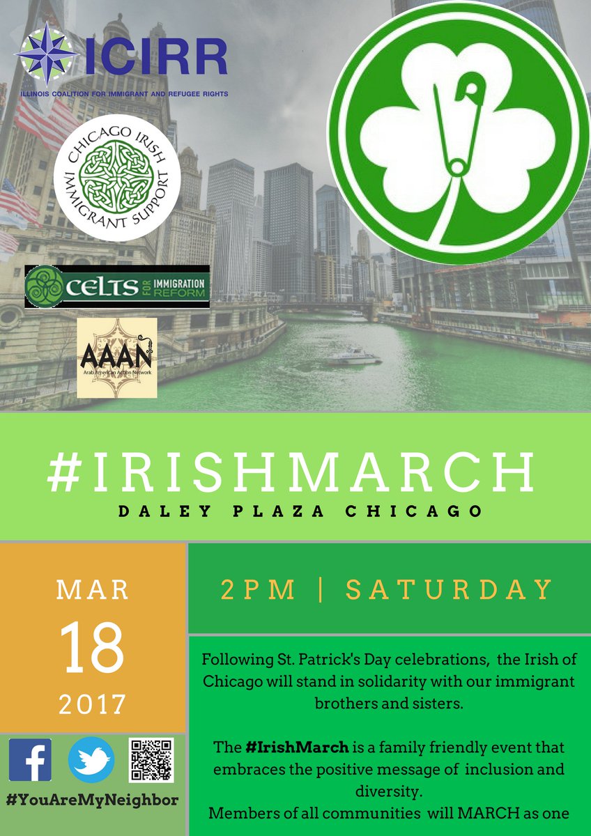 IrishMarchChi's tweet photo. @MiaFarrow #IrishMarch in Chi host a similar event to @irishstand tomorrow. Please help us spread the word #StPatricksDay #reflectandresist https://t.co/a8RwKuOSAR
