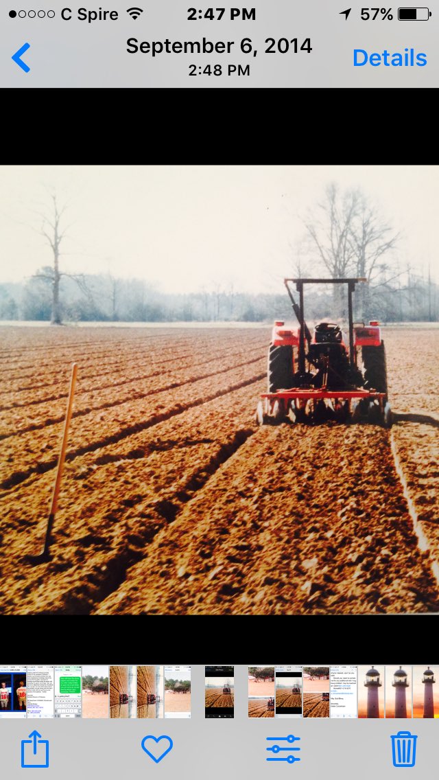 The last row he disked  a straight furrier -what great Mississippian said that?!