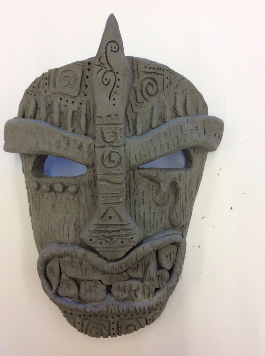 rhhampton12's tweet photo. Tiki infused African Ceremonial masks coming in for completion! Way to go Sculpture I !! https://t.co/nqY1a22g94