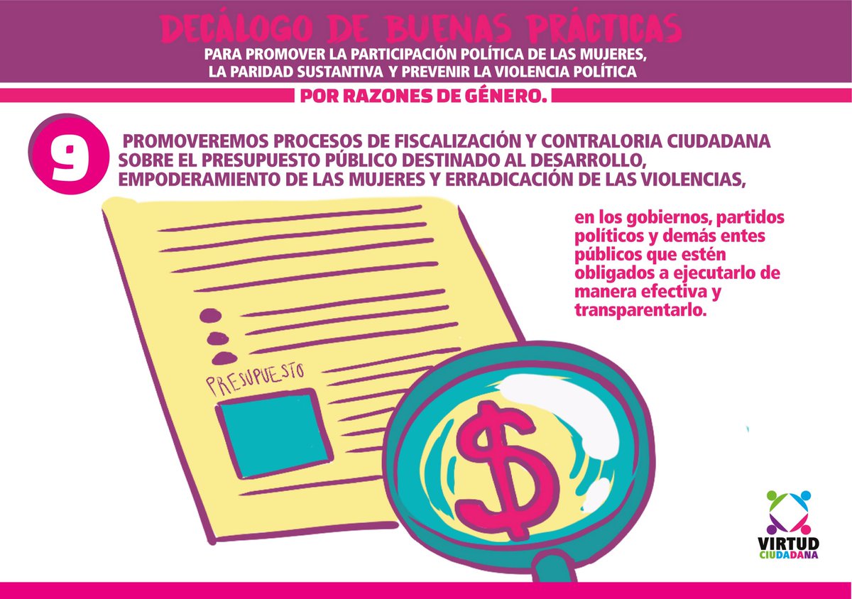 viaradical's tweet photo. 9 promovemos procesos de fiscalización y contraloría Ciudadana sobre el presupuesto destinado al desarrollo, empoderamiento de  las mujeres https://t.co/jA04RWcBFa