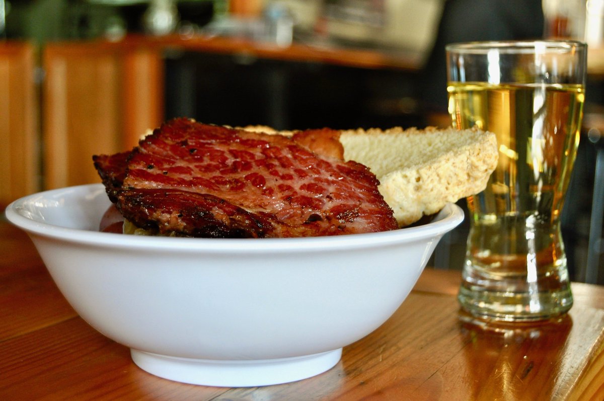 Enjoy a bowl of corned beef, veggies, and Irish soda bread from <a href="/CircusTruck/">Bread and Circuses</a> with Basil Mint cider tonight at The Woods! Sláinte!