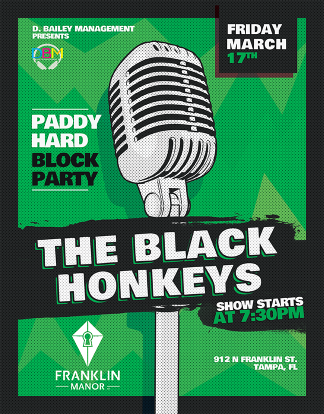 tampabands's tweet photo. #PaddyHard tonight at @Franklin_Manor and see @TheBlackHonkeys #LIVE starting at 7:30pm! #StPatricksDay https://t.co/y759CSRkcU