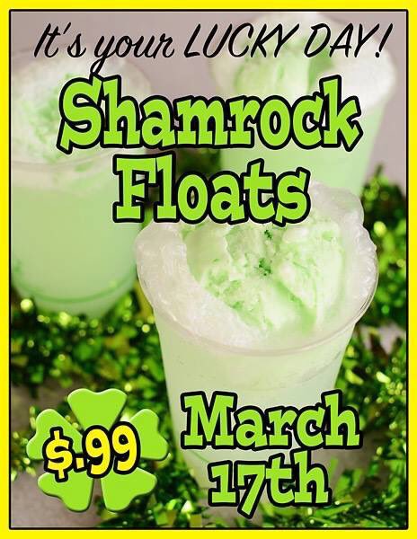 BigJBurgers's tweet photo. It's your LUCKY day! Celebrate St. Patrick's Day 🍀 with a Shamrock Float! Only 99¢ today! #bigjburgers #Preston and #Richmond https://t.co/aQ0gSKY7yf