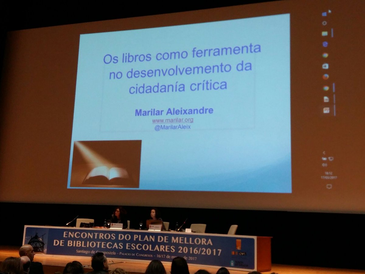 choupindixital's tweet photo. Nos Encontros de Bibliotecas Escolares #eplambe17 ponencia de Marilar Aleixandre @MarilarAleix https://t.co/rYjNmJLGhB