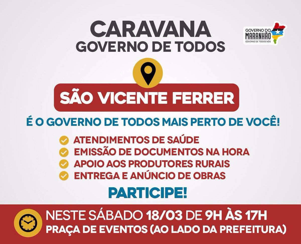 SaudeGovMa's tweet photo. 👍🏻A Caravana do Governo de Todos está em Palmeirândia. Amanhã, 18, é a vez de São Vicente Ferrer, às 9h e Bacurituba, às 13h. Participe! https://t.co/nt1E3CcvC1