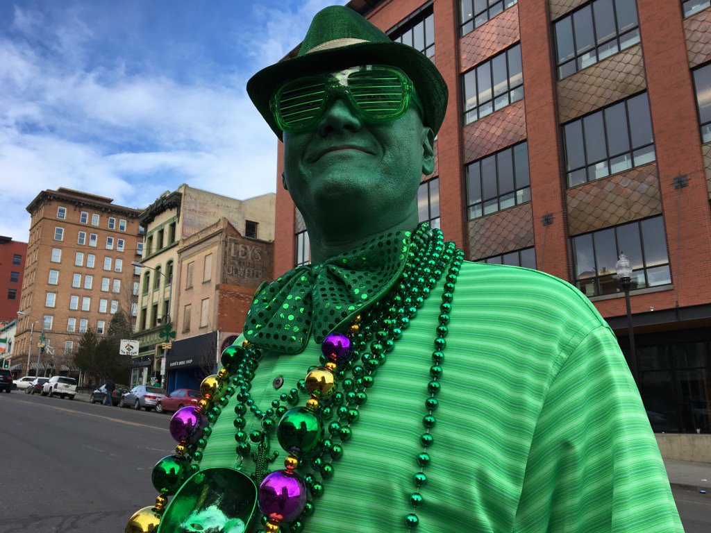 AnniePentilla's tweet photo. Brian LeDue celebrates #StPatricksDay Mardi Gras style with these beads #buttestpats #butteirish https://t.co/kdgMoVXLqV