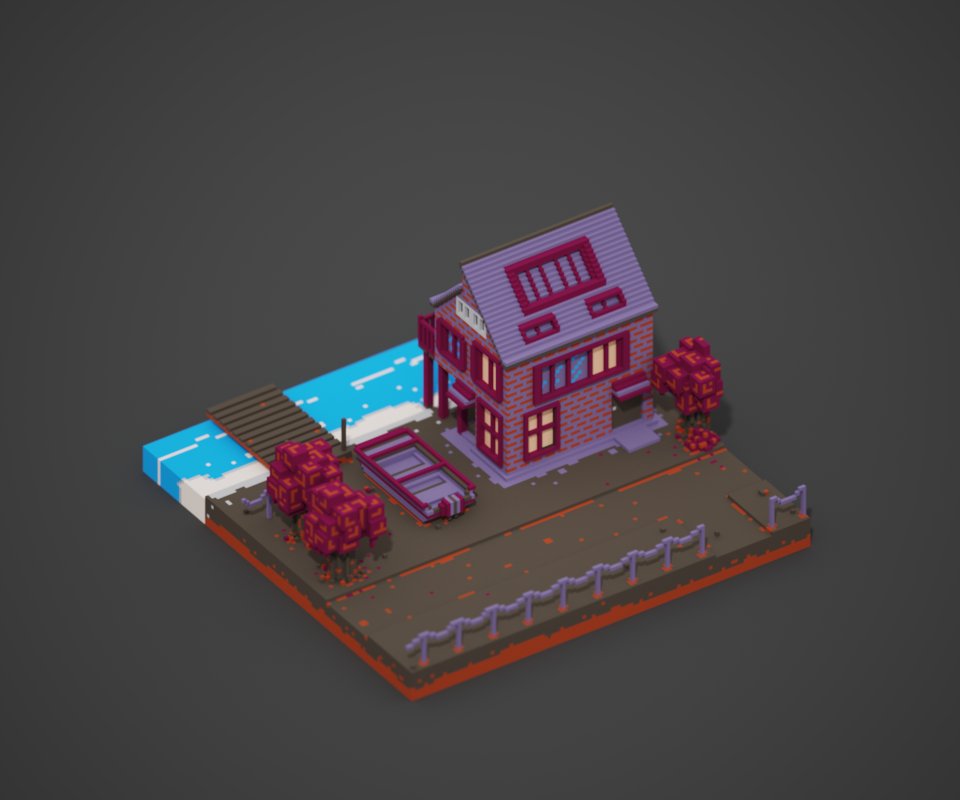funabab's tweet image. @voxelise pico8 palette test #gameart #magicavoxel #voxel #voxelart #lowpoly #pico8