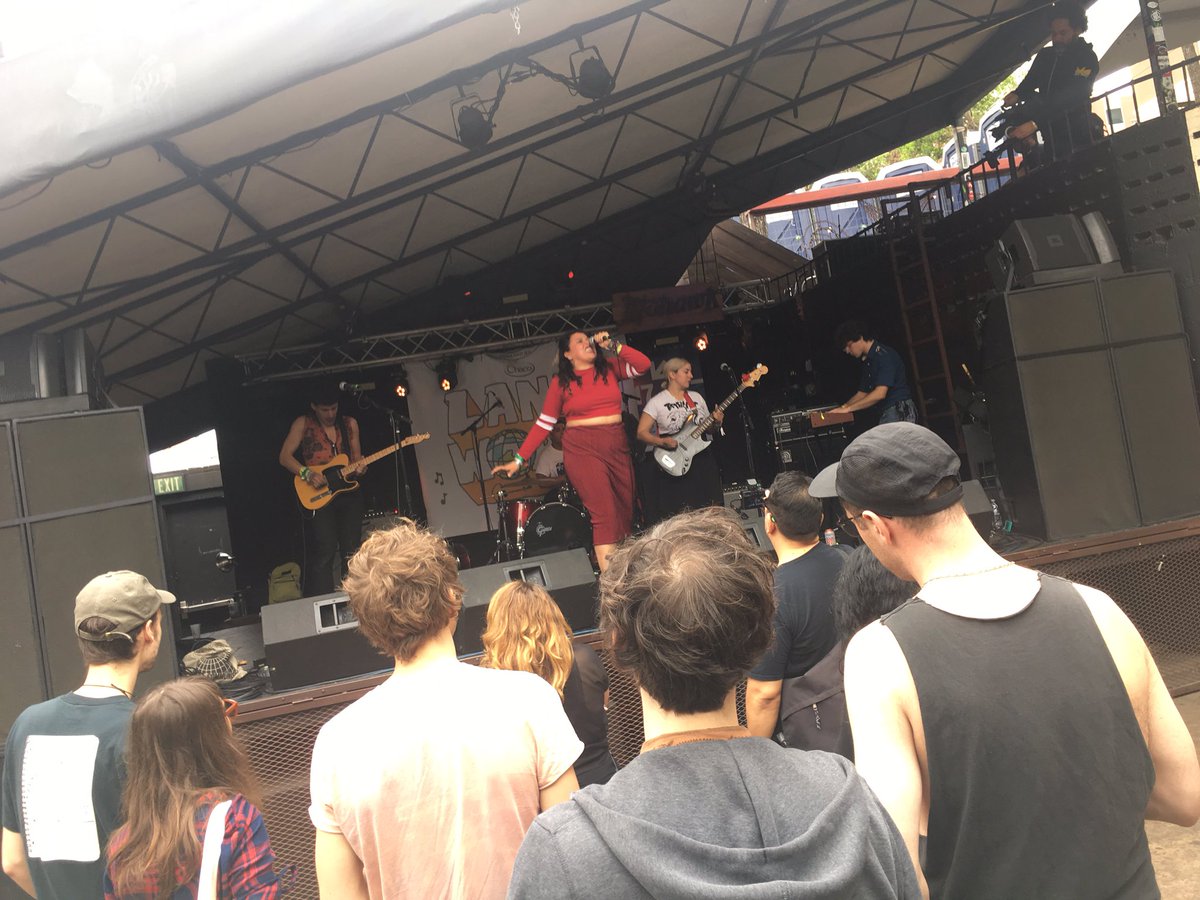 AUSXSW's tweet photo. Downtown Boys are a force to be reckoned with #sxsw #lanewaysxsw @DowntownBoys (no lines, free tacos) #sxlines #sxfood #sxeats #sxfree https://t.co/4ybzF2f46Q