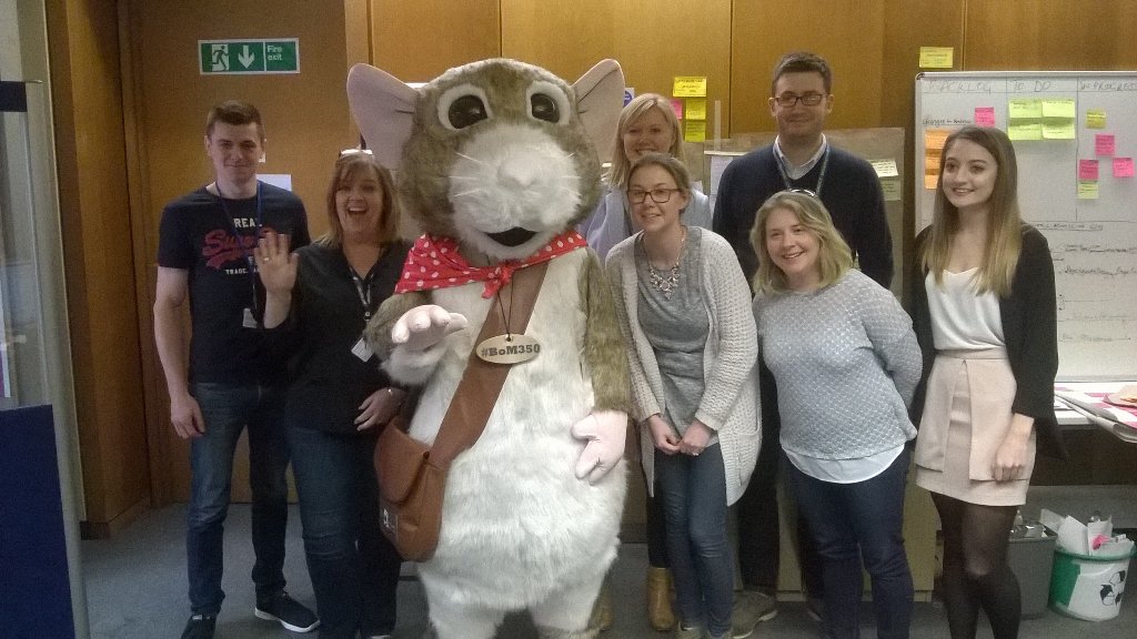 Samuel Squeaks, arrived at Medway Council offices today,To introduce himself to staff.