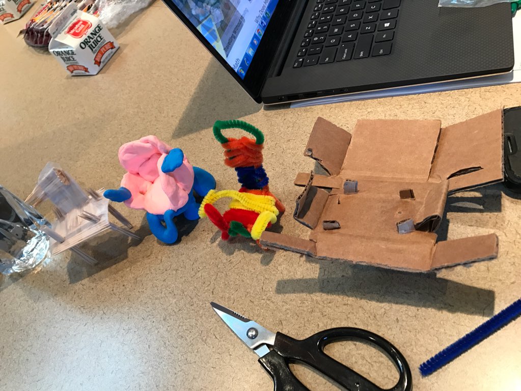 chasemitsuda's tweet photo. @makerready four chairs with different materials designed for an 80 year-old with mobility challenges @PunahouSchool #makerready #punPLC https://t.co/kDfoq39lxb