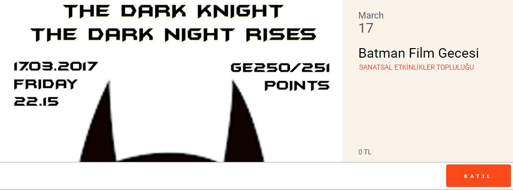 Nasılsa yarın haftasonu. Sabaha kadar Batman izlemek istersen <a href="/bilkentset/">SET</a>'in film gecesini kaçırma! Yer ve saat seruvent.com'da