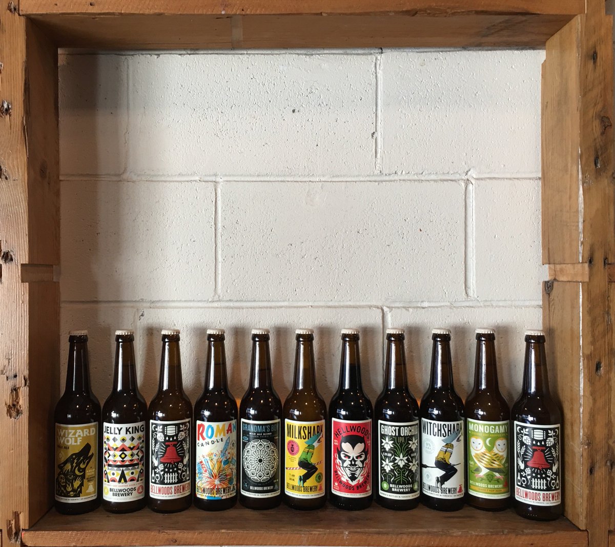 bellwoodsbeer's tweet photo. A picture perfect #fridaybottles lineup, if we do say so ourselves. Runes (Citra &amp; Mosaic) and IPA w/ Columbus &amp; Chinook in the generic. https://t.co/ieI1819fUN