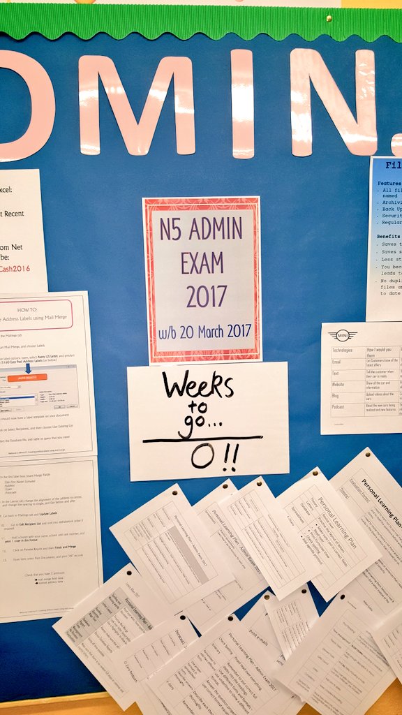 MissSWBusEd's tweet image. N5 Admin exam starts period 1 on Monday!💻🖱Come in fresh and rested, read ALL instructions and QUADRUPLE check all printouts! #AimingforAs 🤓💪