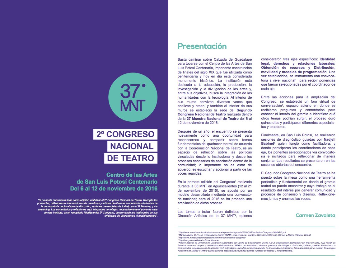 MNTeatro's tweet photo. Ya están disponibles los resultados del 2º Congreso Nacional de Teatro, llevado a cabo durante la #37MNT en #SLP: https://t.co/lQ1FpvhSFz https://t.co/Jk89ZQf1ON