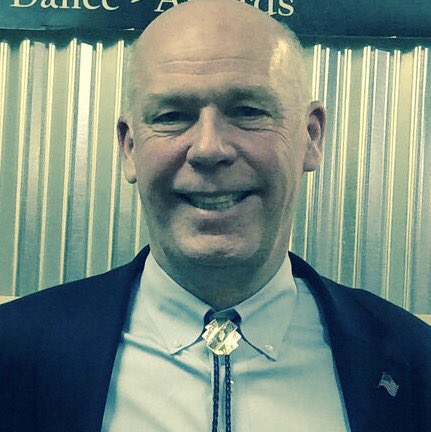 BigSkyDemocrats's tweet photo. @gianforte thinks a bolo tie convinces rural voters he cares. He doesn't know rural MT, he just vacations there. #notfromMT #notforMT #mtpol https://t.co/0oDP9VOdns
