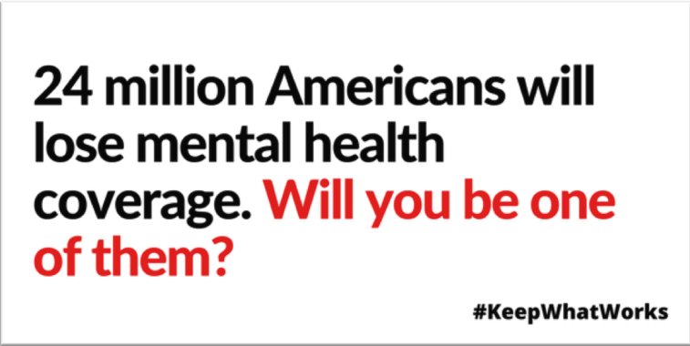 NAMIDelaware's tweet image. 24 million Americans losing mental health coverage is wrong and the #AHCA is not the answer. #KeepWhatWorks bit.ly/2nNAfTZ