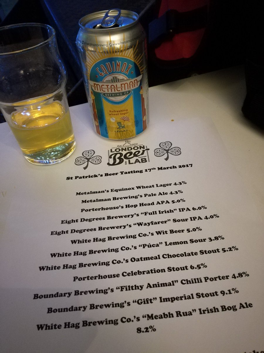 LondonBeerLab's tweet photo. Let's do this!
@metalmanbrewing @Porterhousebars @8degreesbrewing @whitehagbrewery @boundarybrewing #StPatricksDay #CraftBeer #Brixton https://t.co/IEIVaaIjYB