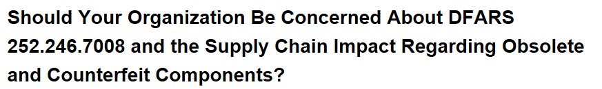 ERAI_Inc's tweet image. FREE Webinar April 4, 2017 #DFAR #ObsoleteParts #CounterfeitComponents #SupplyChainRisk

militaryaerospace.com/webcasts/2017/…