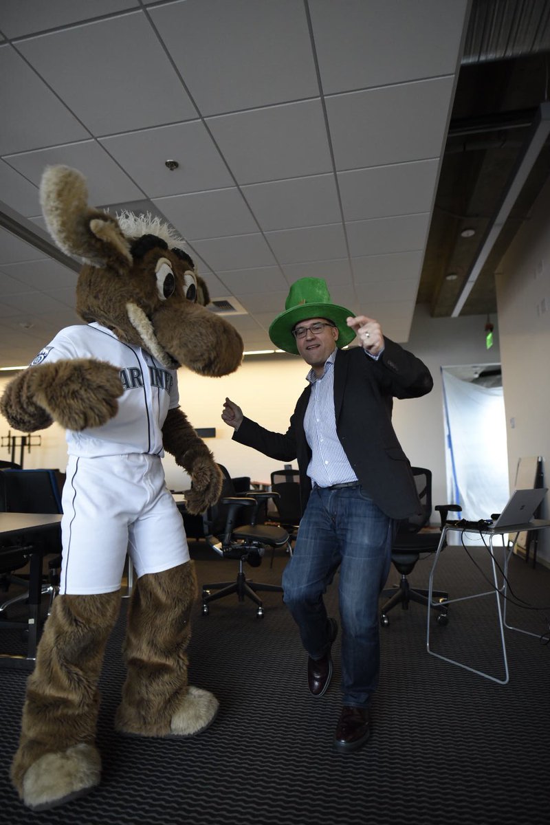 zipwhip's tweet photo. CEO @lauer_john getting down with the #MarinersMoose on #StPatricksDay 🍀 https://t.co/40AVc0iqfl
