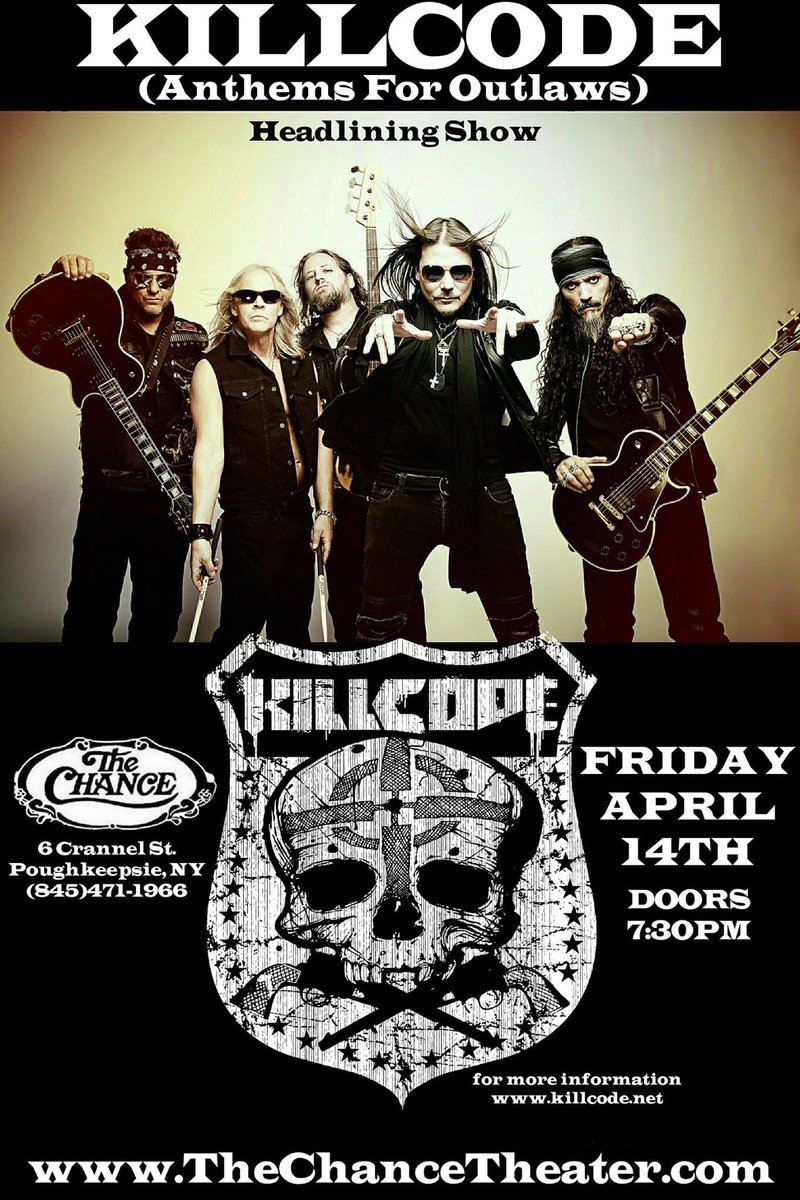 _KILLCODE_'s tweet image. 5:00pm Announcement leaked early! Yes, KILLCODE will headline at @TheChanceComplx on Friday April 14th, 2017! @coallier1 #spreadthecode