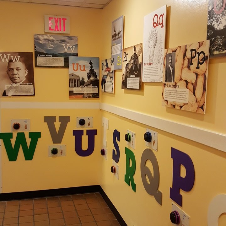 vadiscovery's tweet image. Child walking down the Alphabet Hallway: "'T' ... 'T' for 'Fish'!" #OverheardAtTheMuseum #LearningABCs #ghoti #NextTimeWontYouSingWithMe