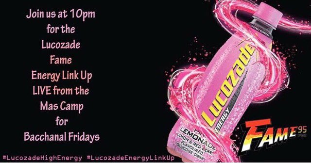 FAME95FM1's tweet photo. We going straight to the beach 🌴🏊👙 tonight with @lucozadeja and @fame95fm1 at 
@bacchanalja! 
Join us live from Mas Camp from 10pm to 12am! https://t.co/kUwlGIrJwQ