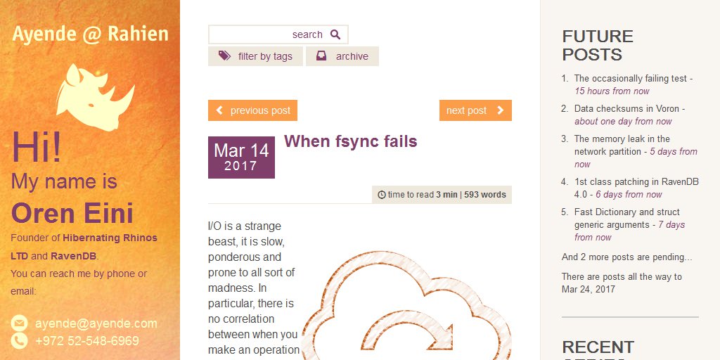 taswarbhatti's tweet image. When #fsync fails | bit.ly/2mtXZvZ