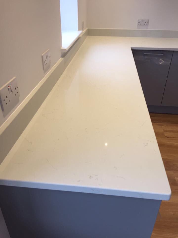 One of best selling #Quartz products Bianco Massa installed today. The marbling effect is so detailed. #StreetGigs