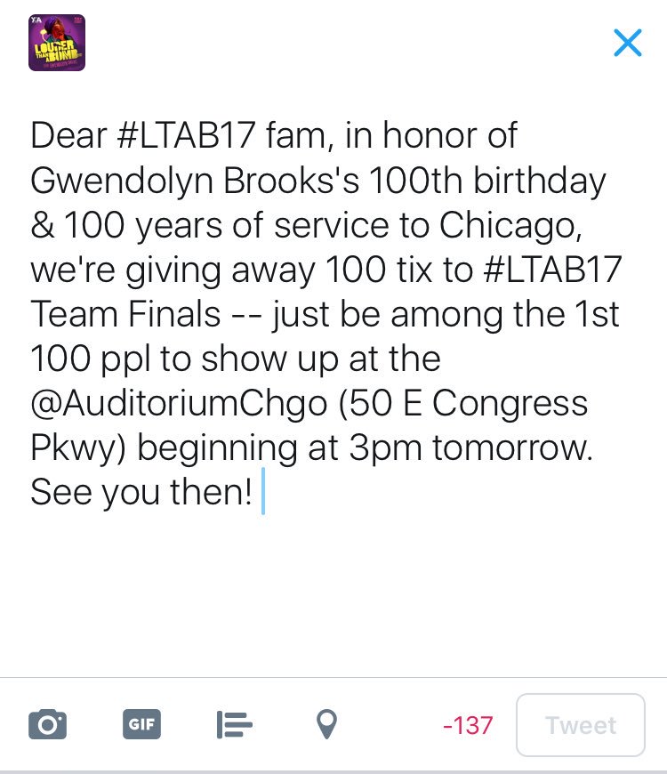 YoungChiAuthors's tweet photo. Dear #LTAB17 &amp; #YCAfam see below for an important announcement &amp; get your tickets to #LTAB Team Finals now! RT RT! https://t.co/f4A7zvvmtW https://t.co/ofn5Vs7vQ3