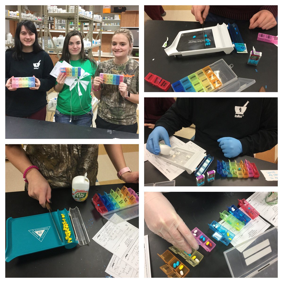 TollesPharmTech's tweet photo. Pharmacy Lab Seniors preparing adherence projects for Spring Break. Trying out med reminder apps for true hands-on learning @TollesTech https://t.co/MOWzB5CV3j